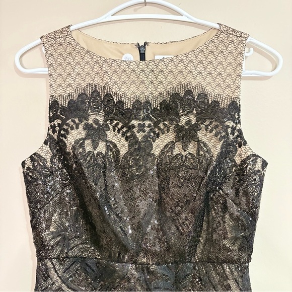 Julia Jordan Black & Nude Cocktail Dress Intricate Sequin Gorgeous Lace - Picture 2 of 16